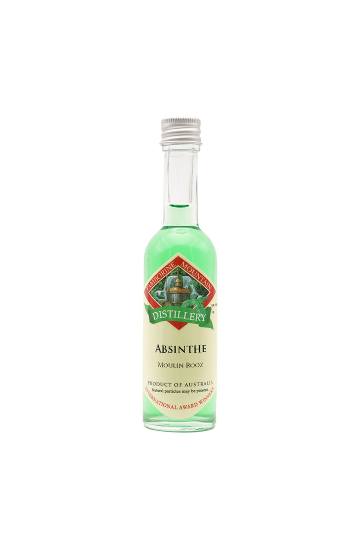 55ml handcrafted bottle of Tamborine Mountain Distillery’s Absinthe, in clear glass with small artisan label