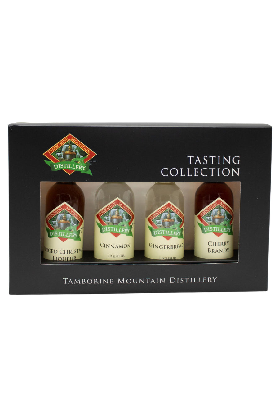 Tamborine Mountain Distillery 4 x 55ml Christmas pack gift box, closed, with branding and design visible.