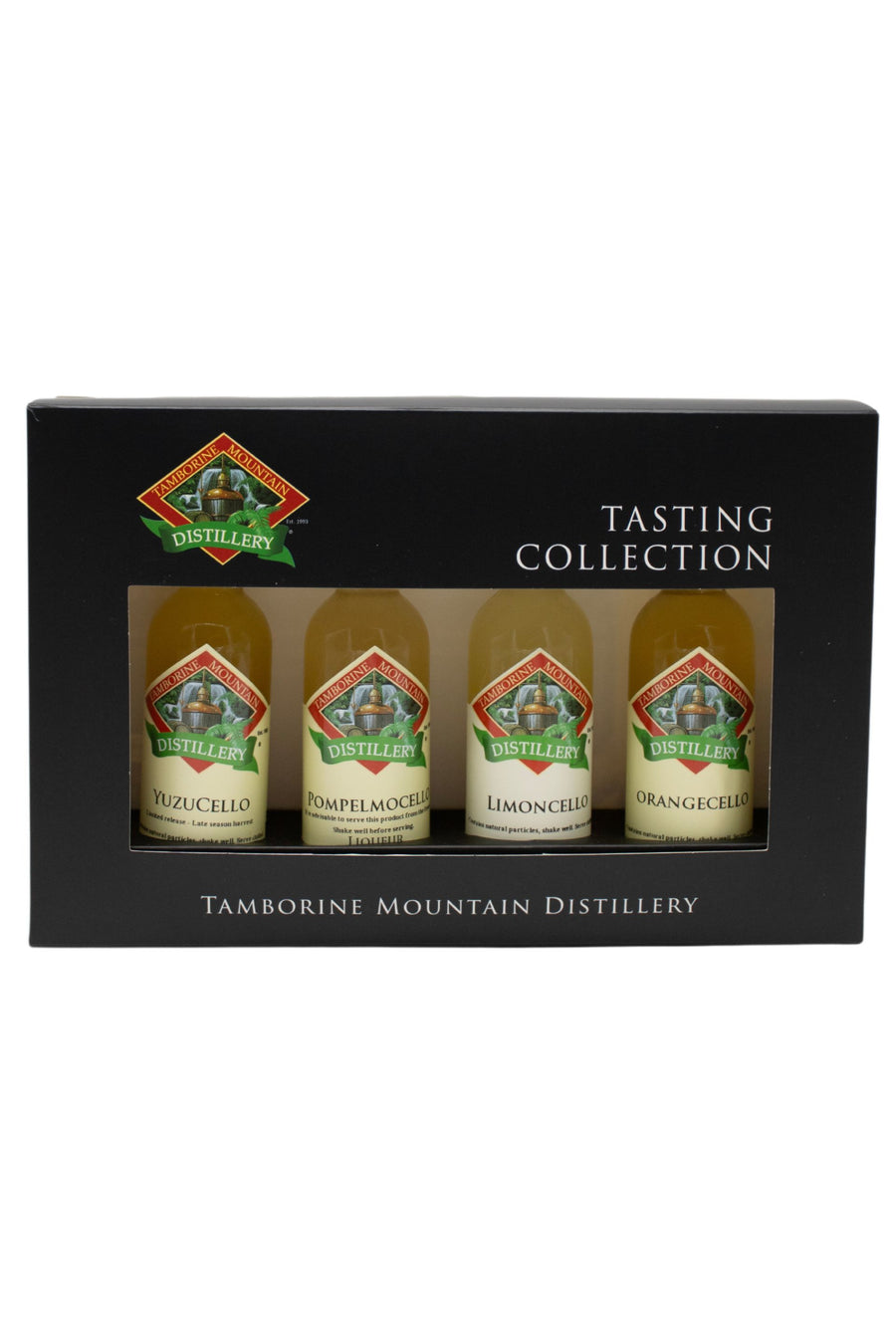 Tamborine Mountain Distillery 4 x 55ml Citrus pack gift box, closed, with branding and design visible.