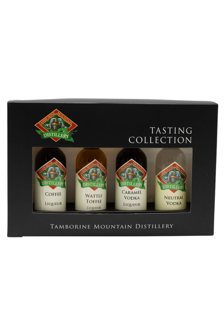 Tamborine Mountain Distillery 4 x 55ml Espresso Martini pack gift box, closed, with branding and design visible.