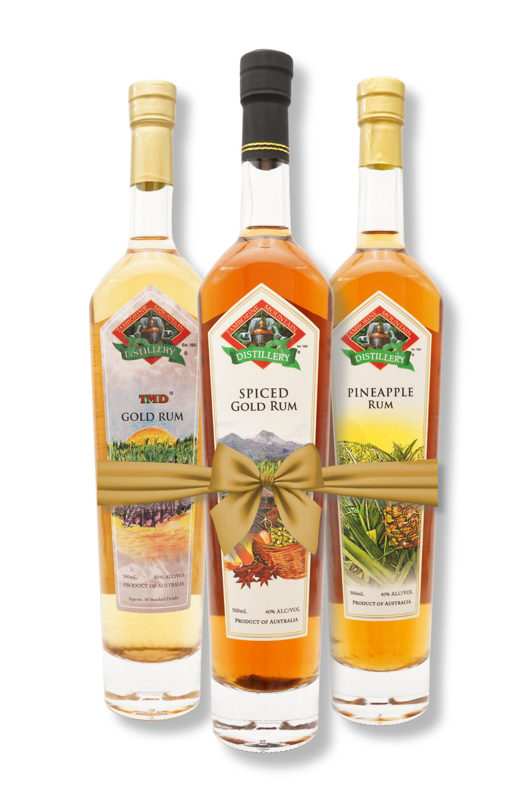Father’s Day bundle from Tamborine Mountain Distillery featuring three bottles of rums