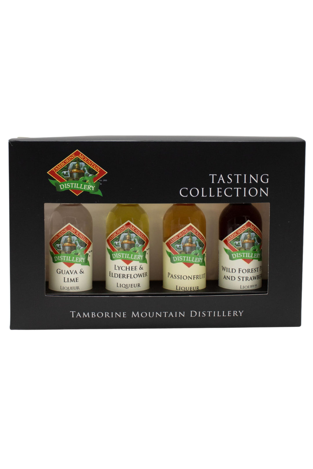 Tamborine Mountain Distillery 4 x 55ml Spritzer pack gift box, closed, with branding and design visible.