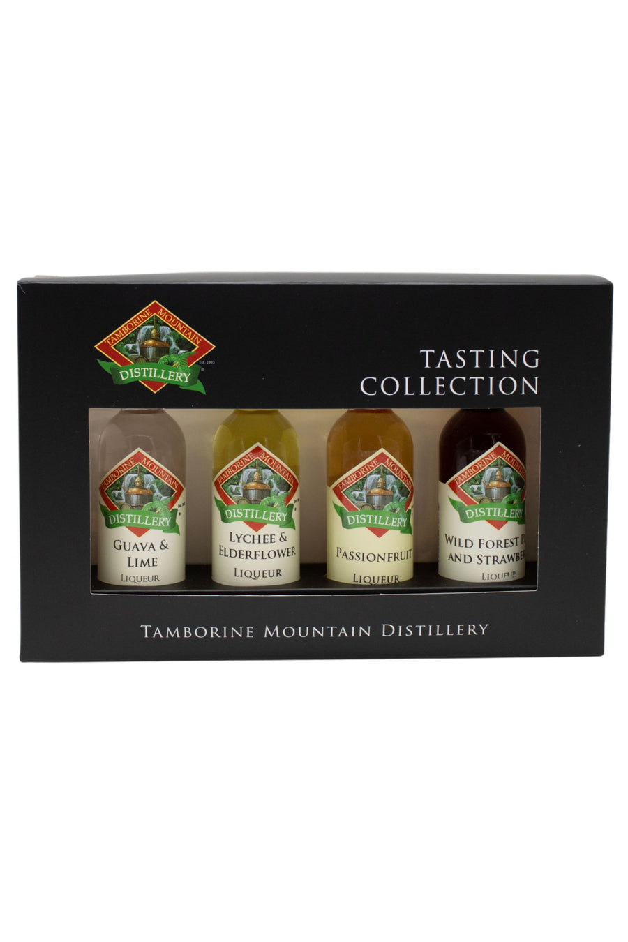 Tamborine Mountain Distillery 4 x 55ml Spritzer pack gift box, closed, with branding and design visible.