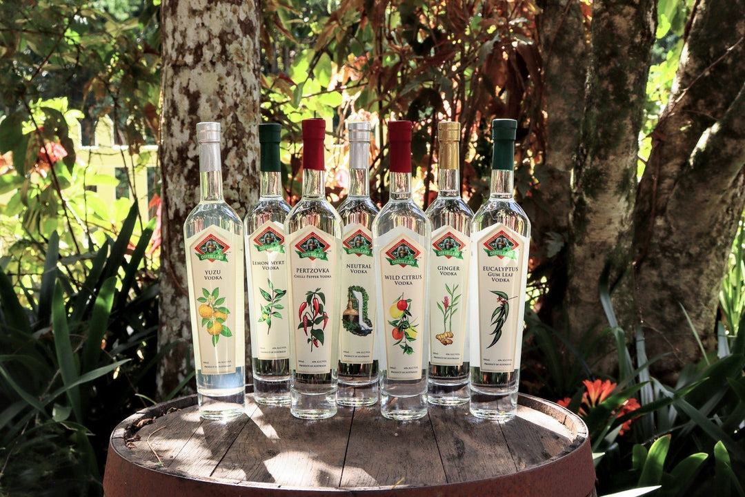 Selection of premium vodka bottles from Tamborine Mountain Distillery