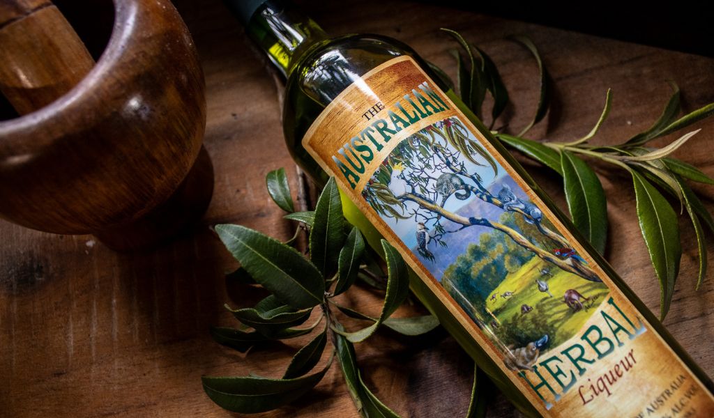 Tamborine Mountain Distillery Australian Herbal Liqueur bottle crafted with native Australian botanicals.