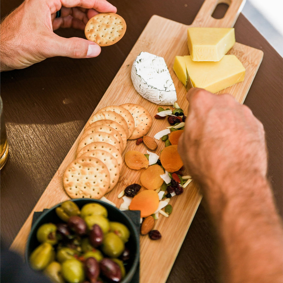 Cheese board served with drinks at Tamborine Mountain Distillery