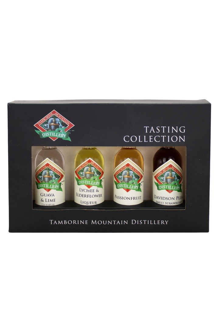 Tamborine Mountain Distillery 4 x 55ml Spritzer pack gift box, closed, with branding and design visible.